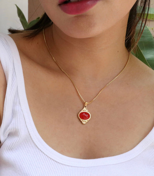 Natural Red Jade Necklace