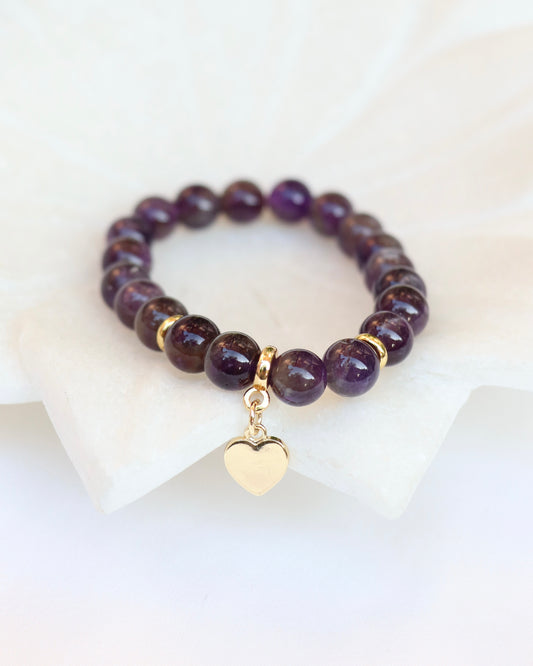 Amethyst Bracelet With Heart Charm