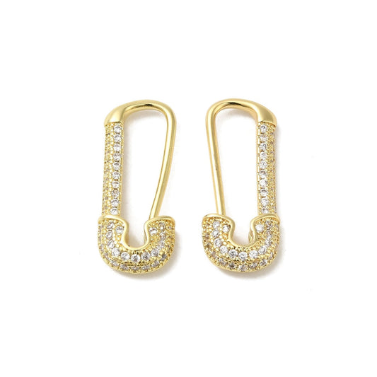 Mini Pave Safety Pin Earrings