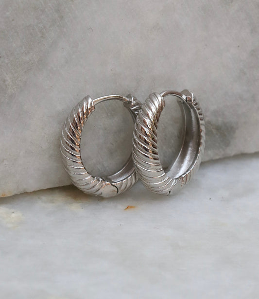 Platinum Croissant Hoops